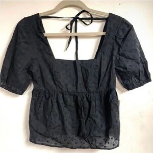 New ModCloth black peasant boho blouse XS